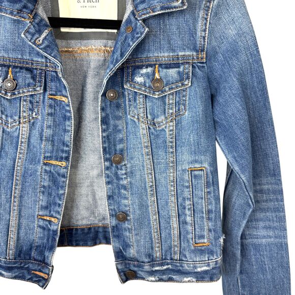 ❌ Sold Abercrombie & Fitch Denim Jacket distressed Medium wash Size XS - Picture 5 of 13